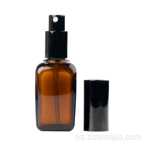 Botellas de vidrio de aceite esencial cuadradas de 50 ml con spray